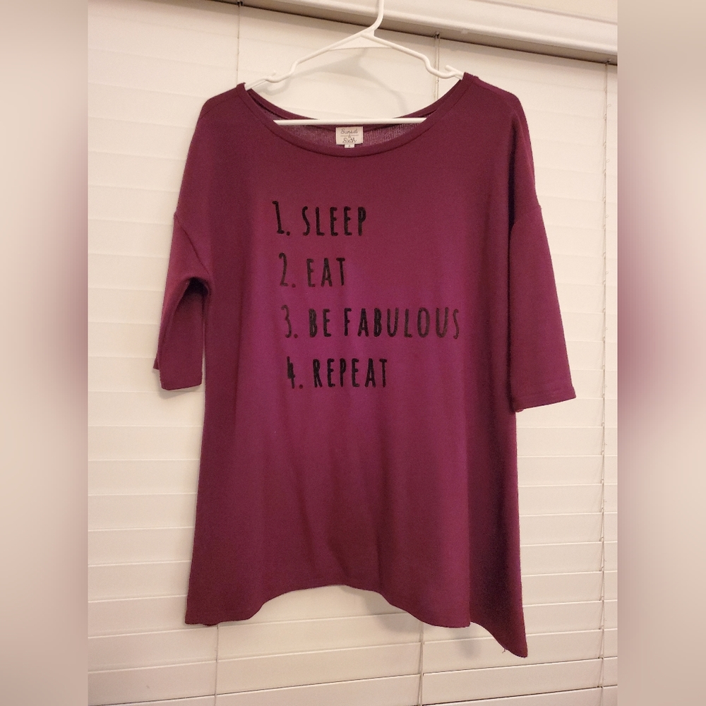 Burgundy Message Tunic Shirt - S
